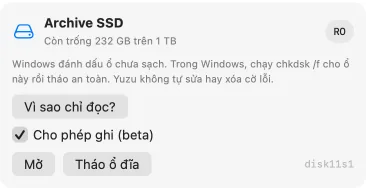Archive SSD chỉ đọc vì Windows đánh dấu ổ cần kiểm tra, kèm hướng dẫn chkdsk /f.